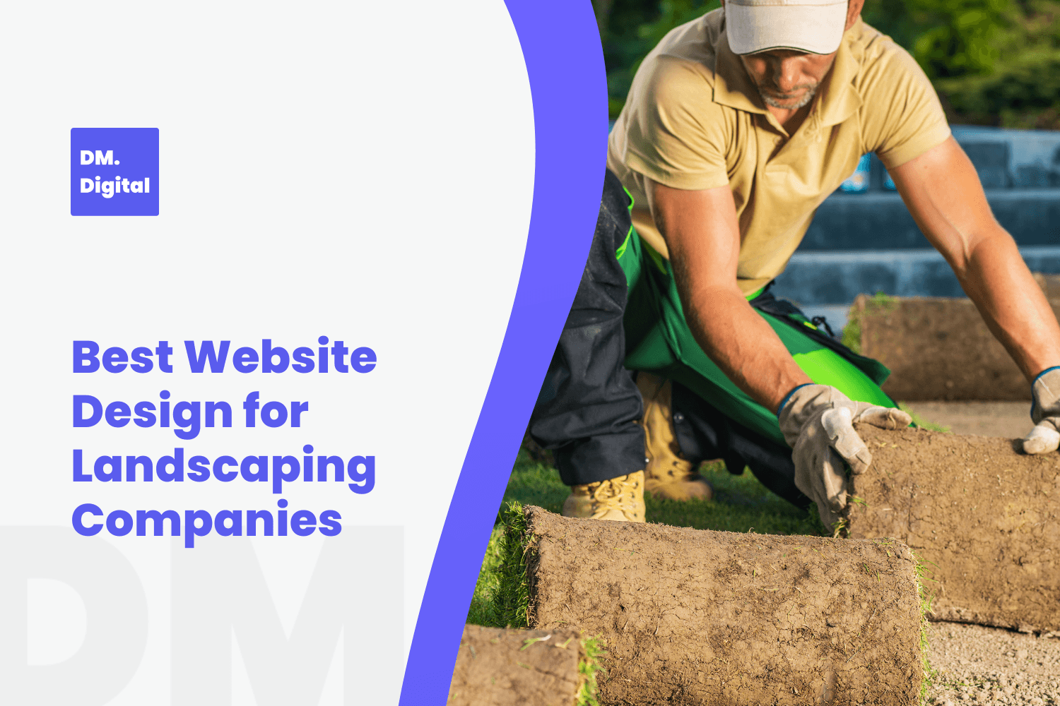 Landscaper installing rolled sod turf for professional landscaping company website design