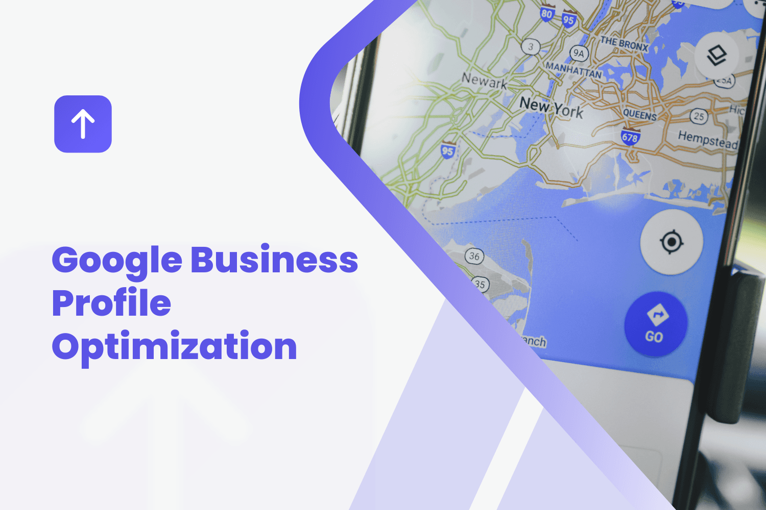 Smartphone displaying Google Maps of New York City for Google Business Profile optimization