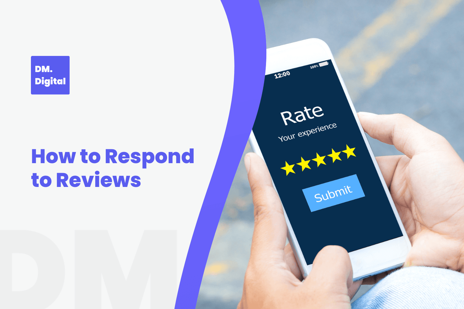 Person holding smartphone displaying 5-star rate your experience review submission screen