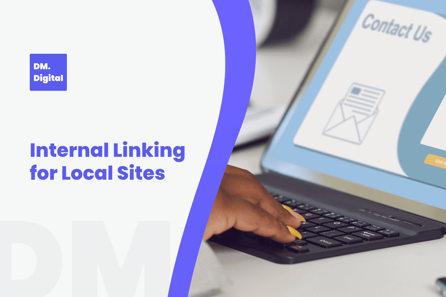 Person typing on laptop displaying Contact Us page for local site internal linking