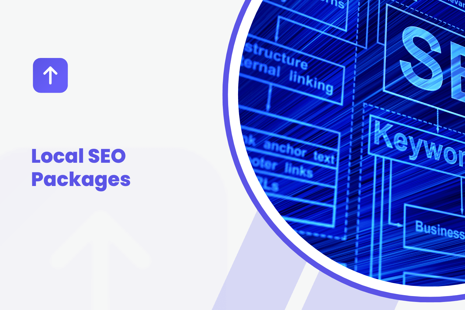 Local SEO packages diagram showing keywords, internal linking, and anchor text concepts