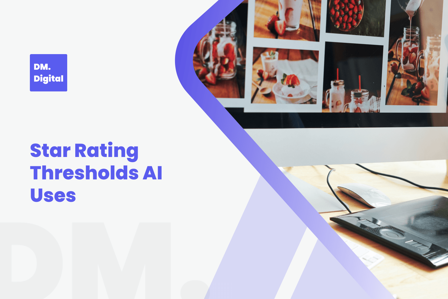 DM Digital branded graphic showing star rating thresholds AI uses for local business recommendations